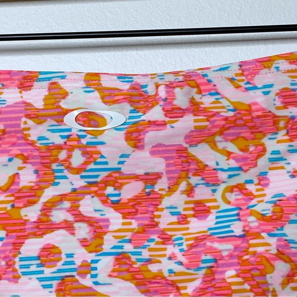 Oakley Pink Blue Striped Abstract Swim Bikini Bottoms - Small